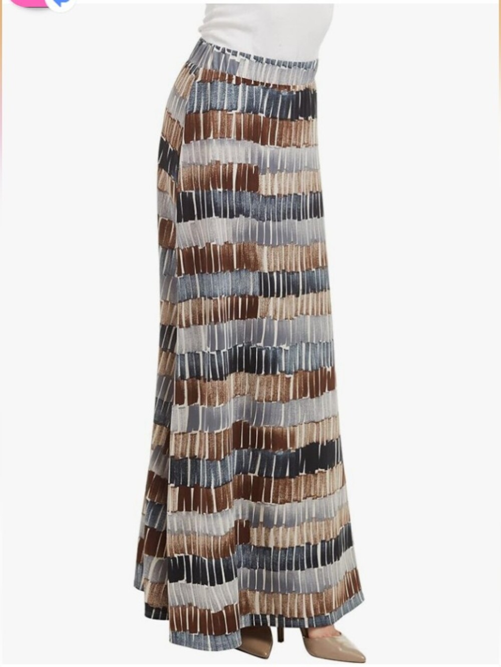 NWT Abstract Maxi Skirt in Brown, Gray, Black, White And Beige. Size 2XL.